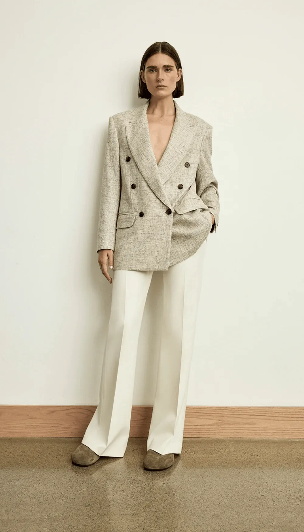 DB Peaked Lapel Blazer in Linen Tweed