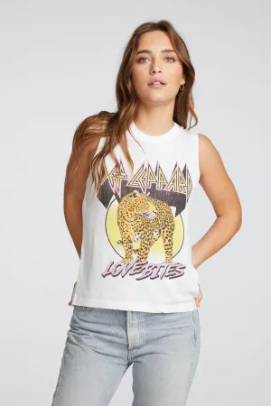 Def Leppard Love Bites Muscle Crop Tee - White