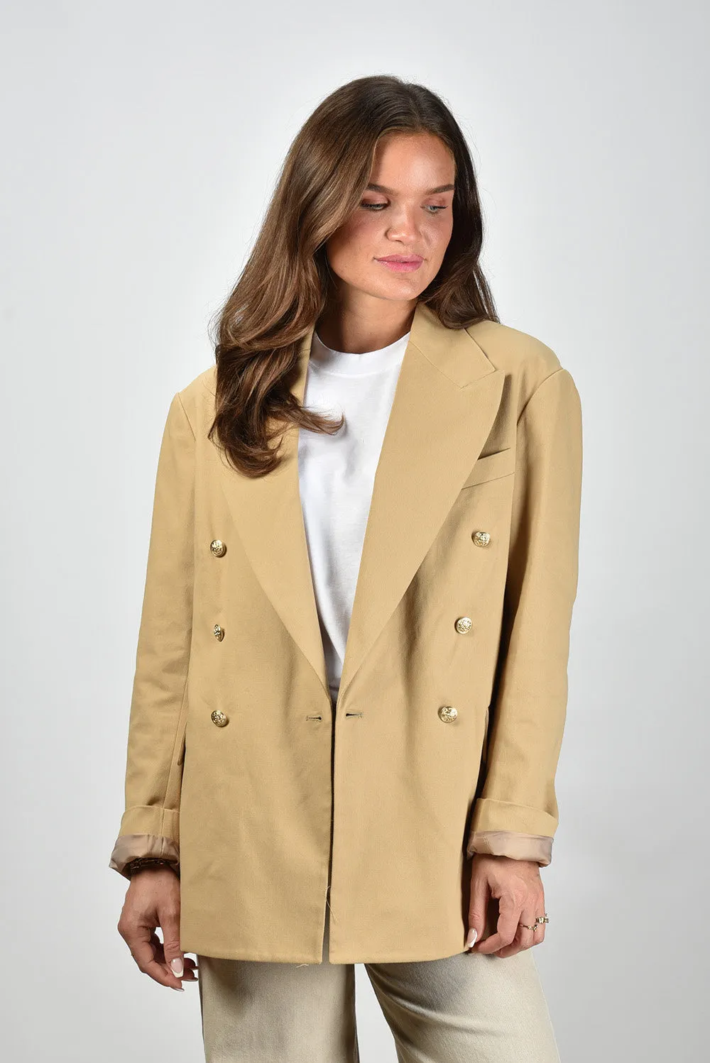 Denimist blazer Deconstructed DB Peak Lapel DSW0057-929 light khaki