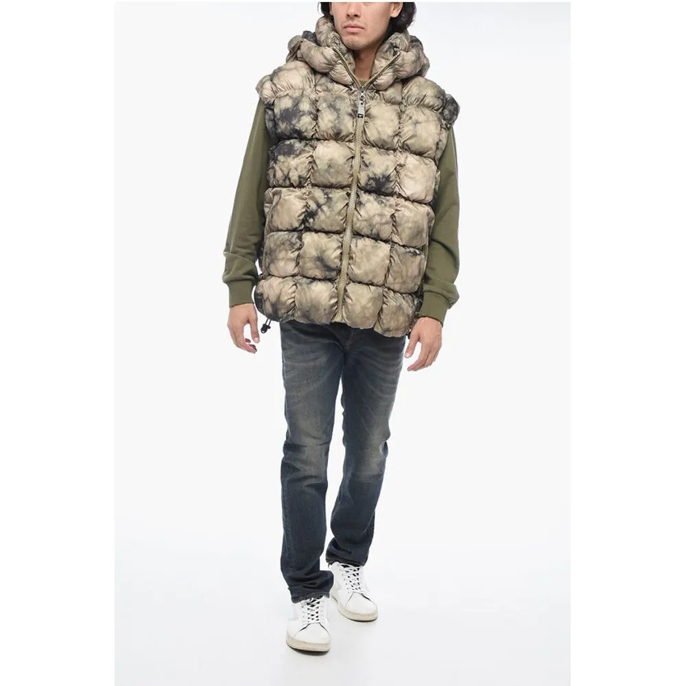 Diesel Quilted W-RALLE-SL Vest with Tie-Dye Print