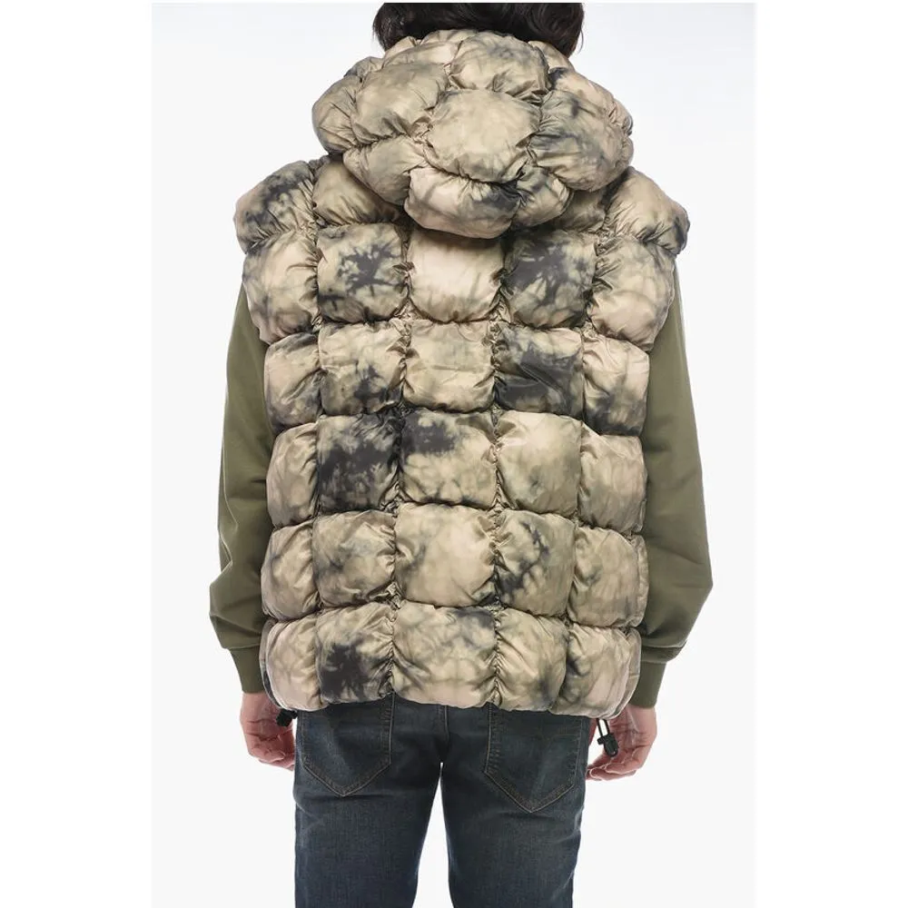 Diesel Quilted W-RALLE-SL Vest with Tie-Dye Print