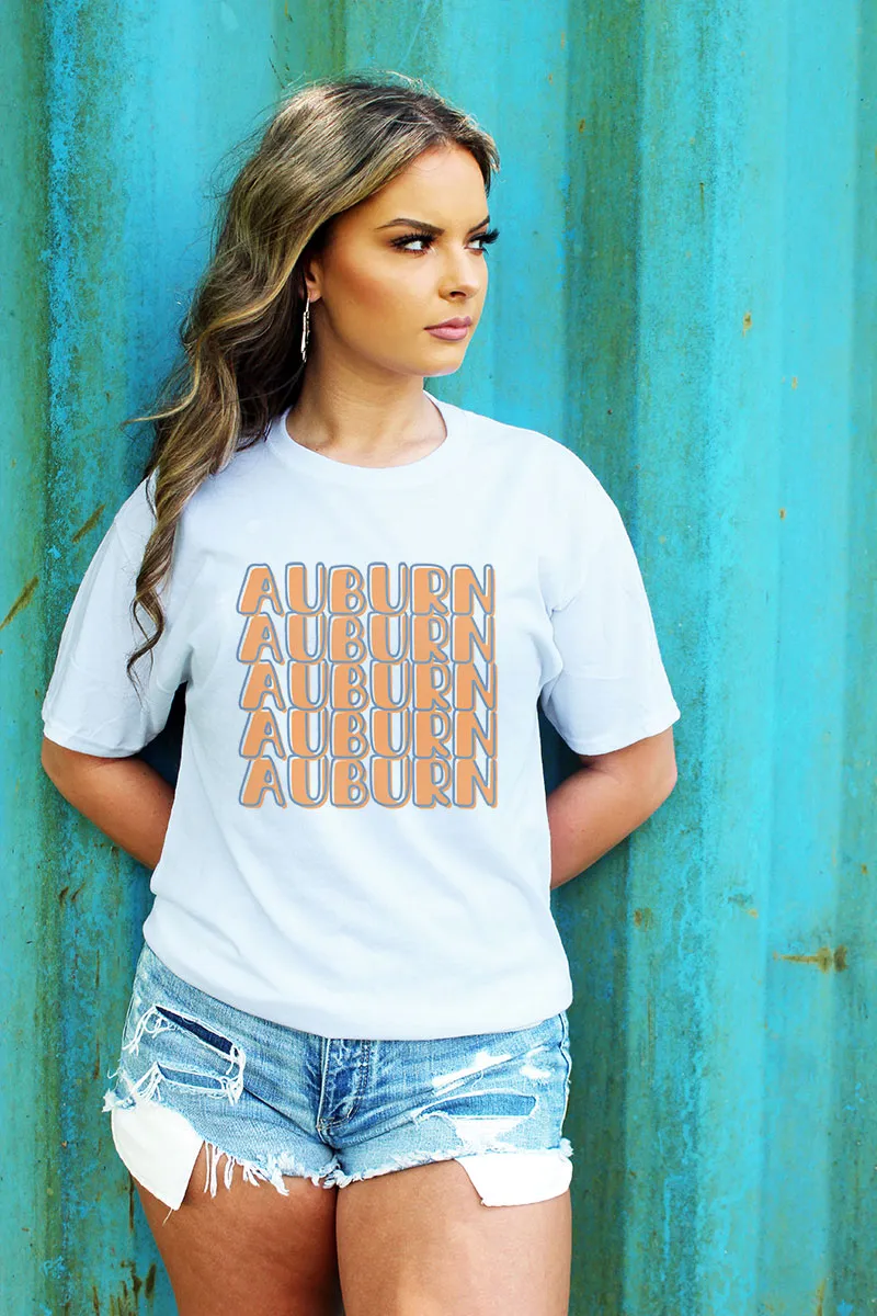 Distressed Stacked Auburn Dri-Power 50/50 Tee