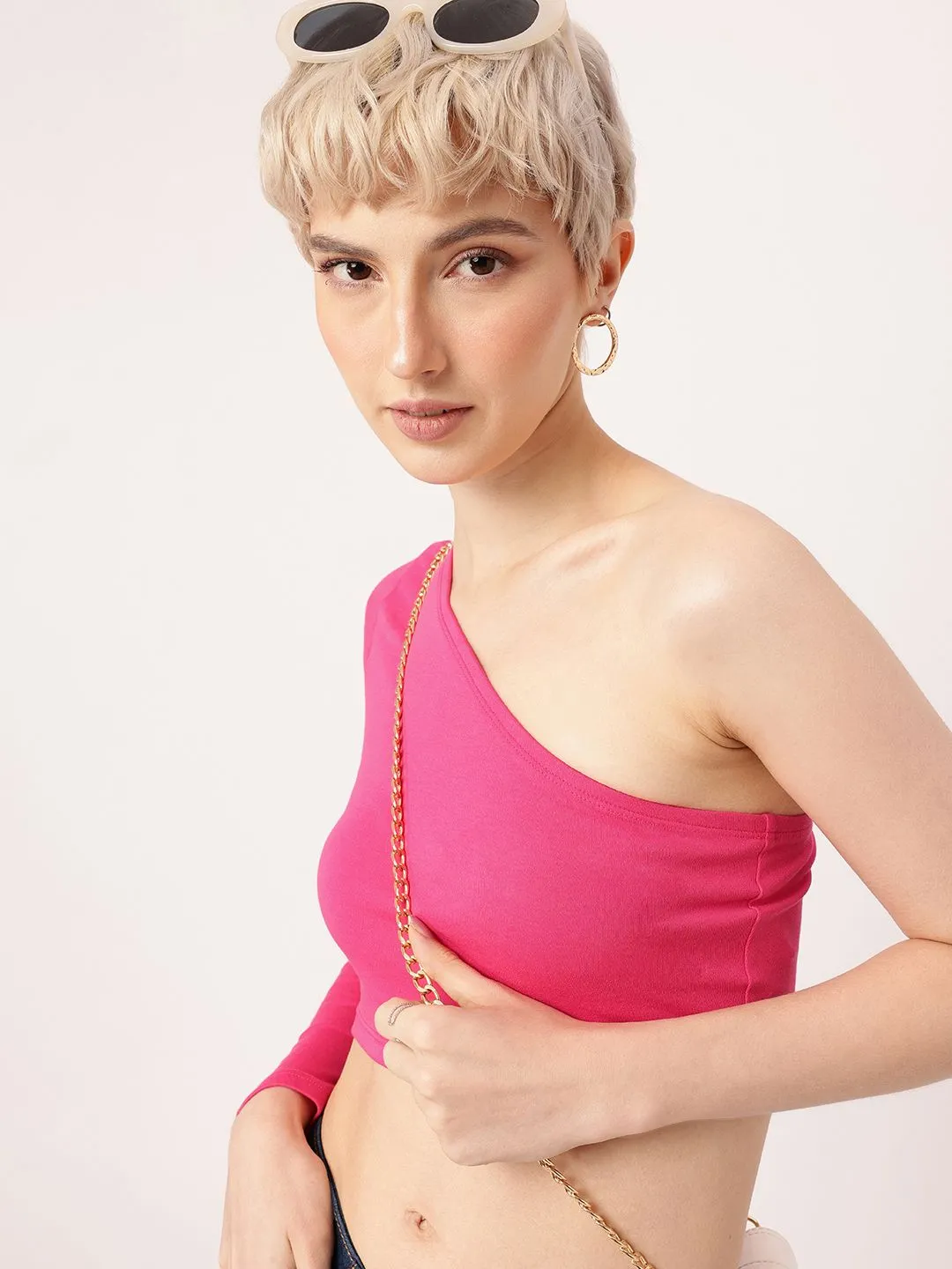 DressBerry Midriff Magic One-Shoulder Crop Top