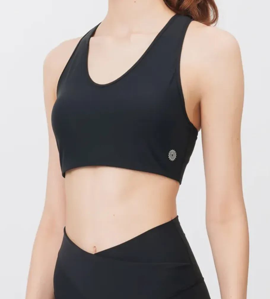 easyoga Lespiro U Neck Rib Bra - Black