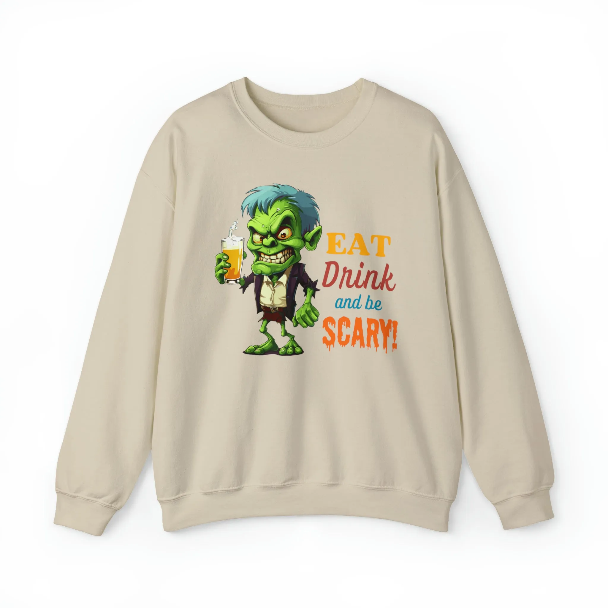 Eat Drink and Be Scary Sweatshirt, Spooky Halloween Sweatshirt, Funny Ghoul Sweatshirt, Fall Season Shirt, Unisex Heavy Blend Shirt