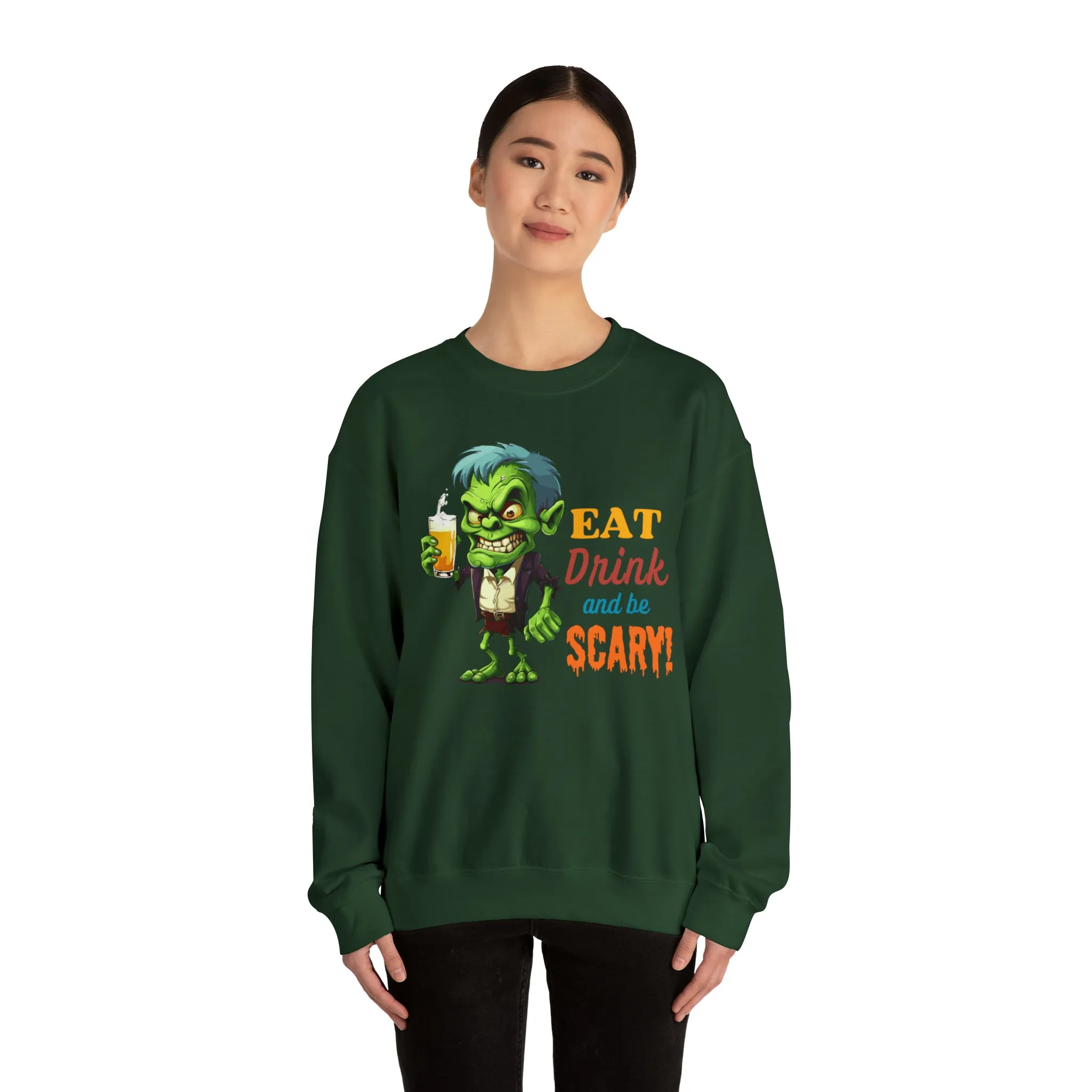 Eat Drink and Be Scary Sweatshirt, Spooky Halloween Sweatshirt, Funny Ghoul Sweatshirt, Fall Season Shirt, Unisex Heavy Blend Shirt