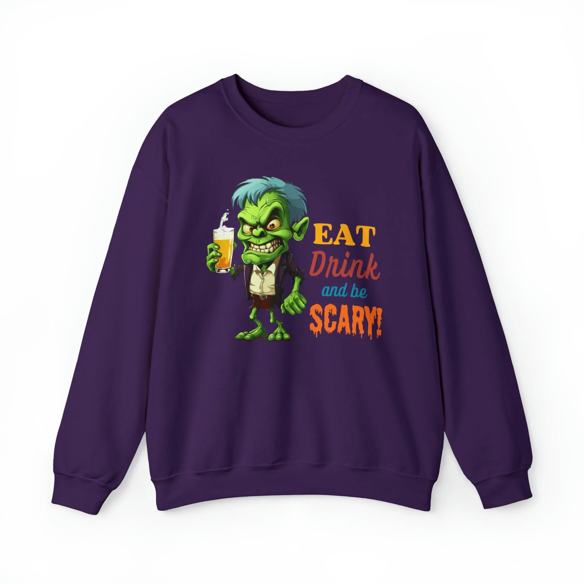 Eat Drink and Be Scary Sweatshirt, Spooky Halloween Sweatshirt, Funny Ghoul Sweatshirt, Fall Season Shirt, Unisex Heavy Blend Shirt