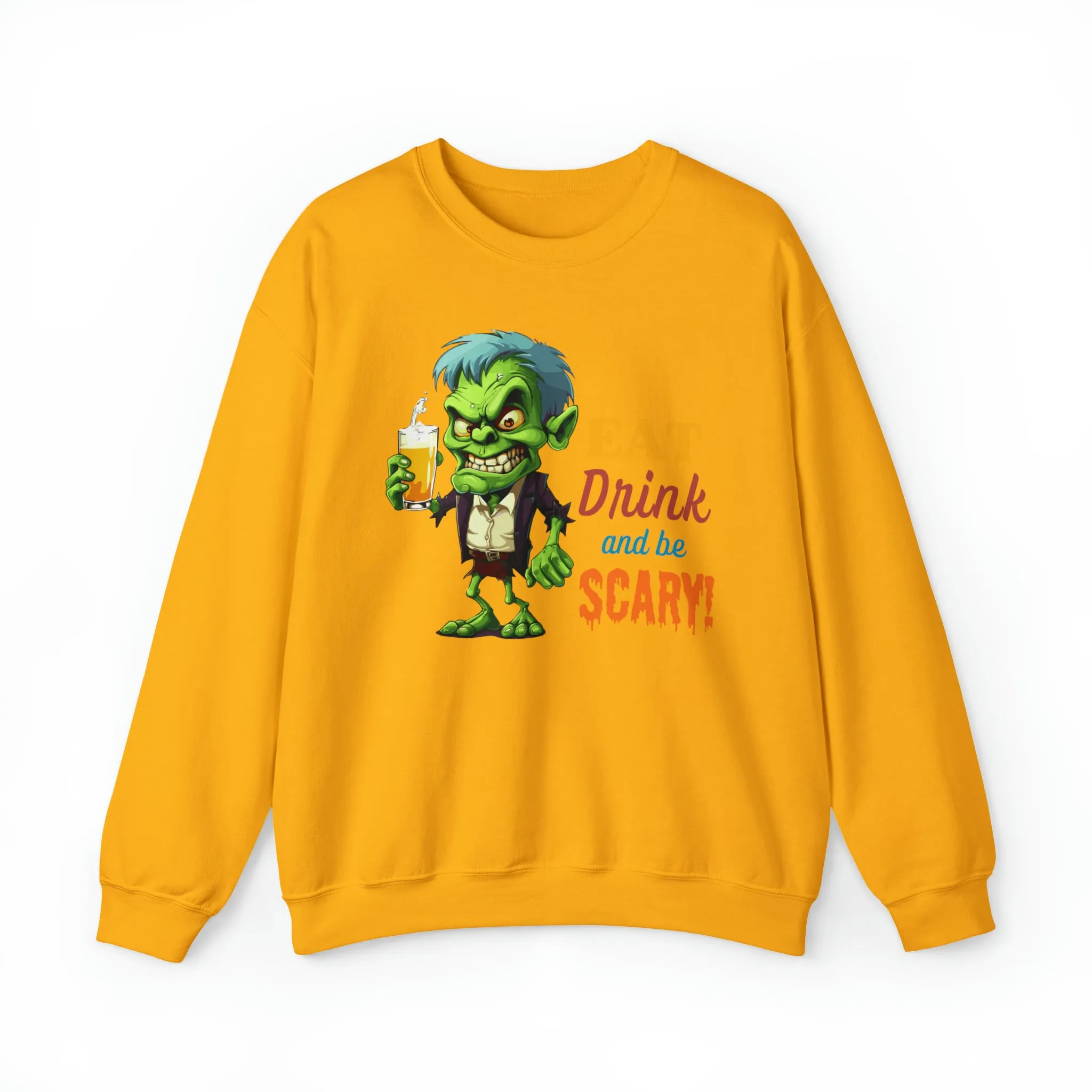 Eat Drink and Be Scary Sweatshirt, Spooky Halloween Sweatshirt, Funny Ghoul Sweatshirt, Fall Season Shirt, Unisex Heavy Blend Shirt
