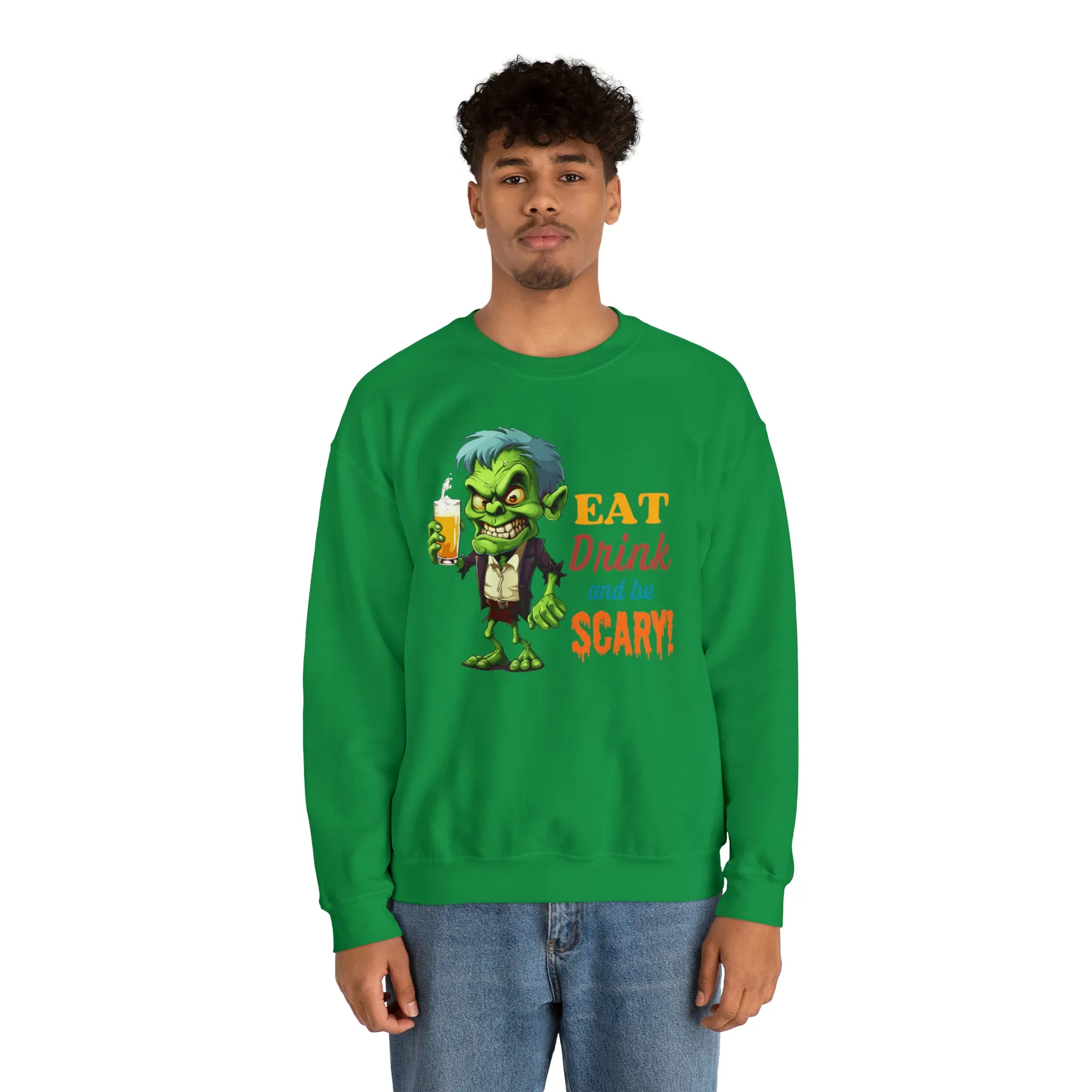 Eat Drink and Be Scary Sweatshirt, Spooky Halloween Sweatshirt, Funny Ghoul Sweatshirt, Fall Season Shirt, Unisex Heavy Blend Shirt