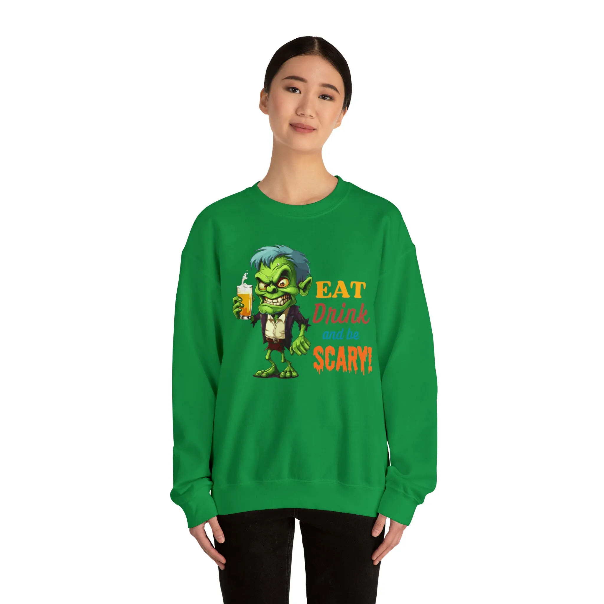 Eat Drink and Be Scary Sweatshirt, Spooky Halloween Sweatshirt, Funny Ghoul Sweatshirt, Fall Season Shirt, Unisex Heavy Blend Shirt