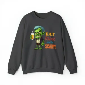 Eat Drink and Be Scary Sweatshirt, Spooky Halloween Sweatshirt, Funny Ghoul Sweatshirt, Fall Season Shirt, Unisex Heavy Blend Shirt