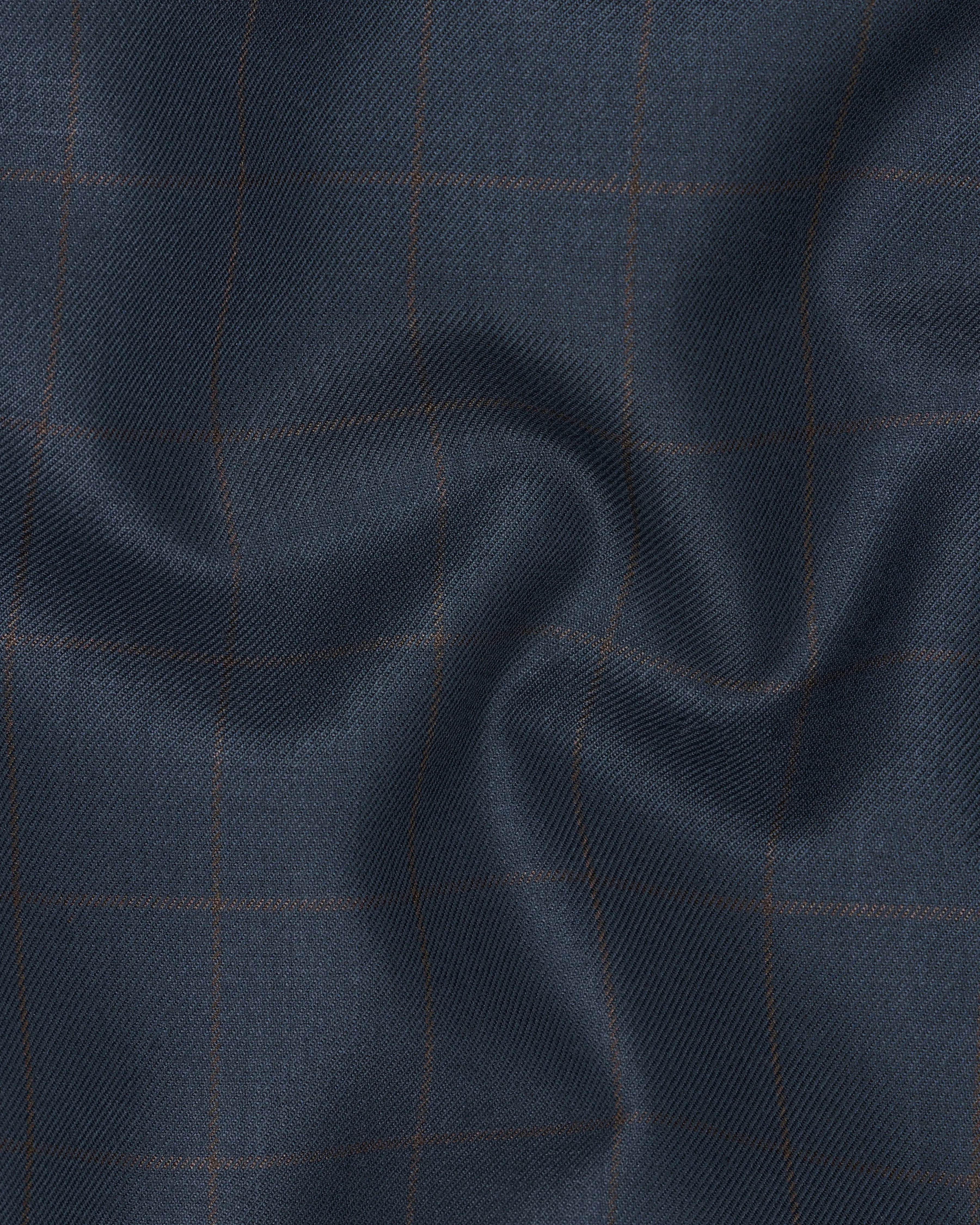Ebony Clay Blue Windowpane Cross Buttoned Bandhgaala Blazer