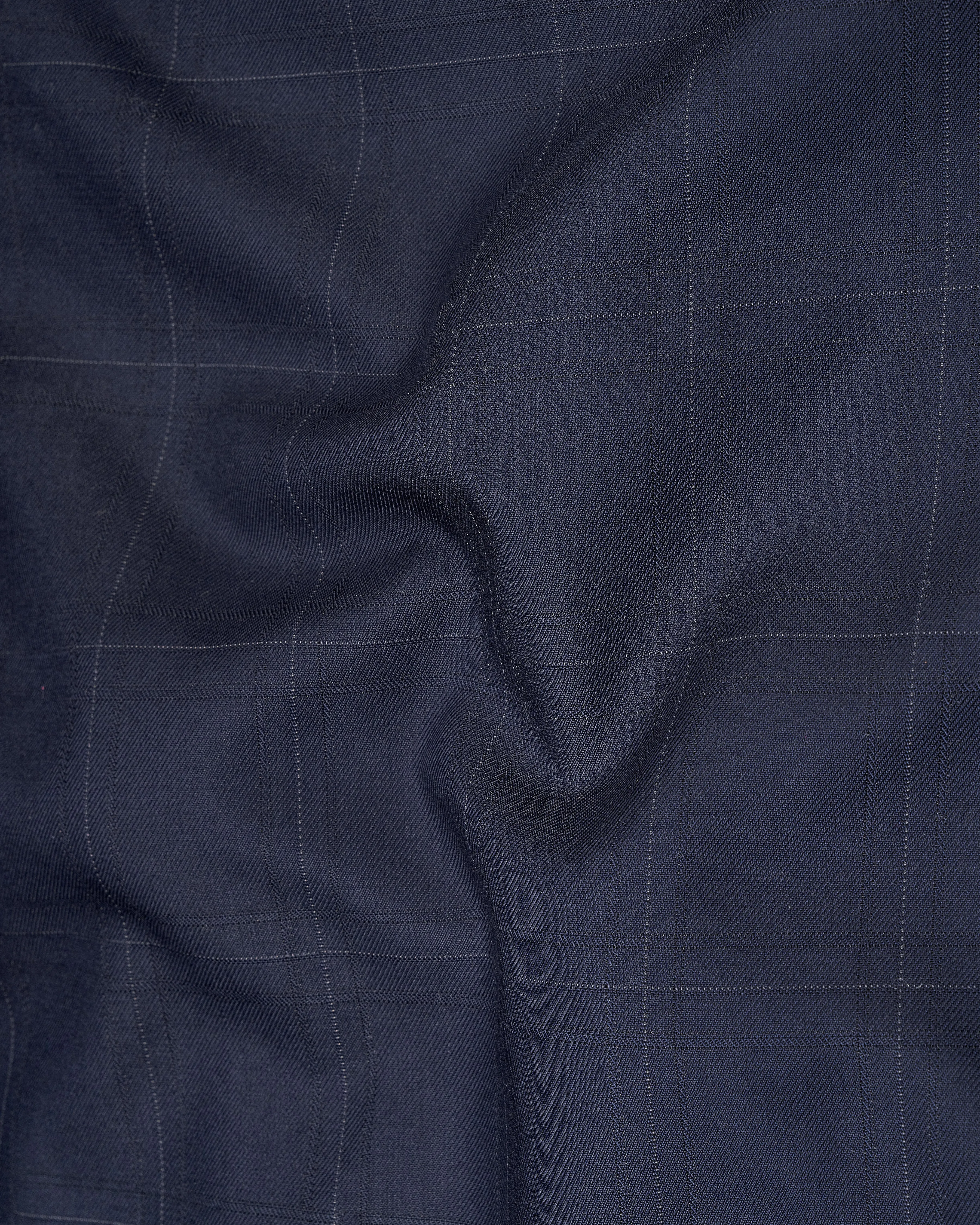 Ebony Clay Navy Blue Subtle Windowpane Single Breasted Blazer
