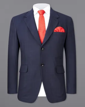 Ebony Clay Navy Blue Subtle Windowpane Single Breasted Blazer