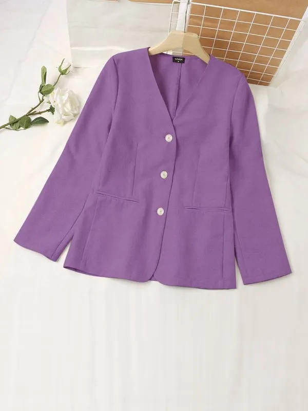 Elegant Coat Sexy V Neck Work Wear Blazers