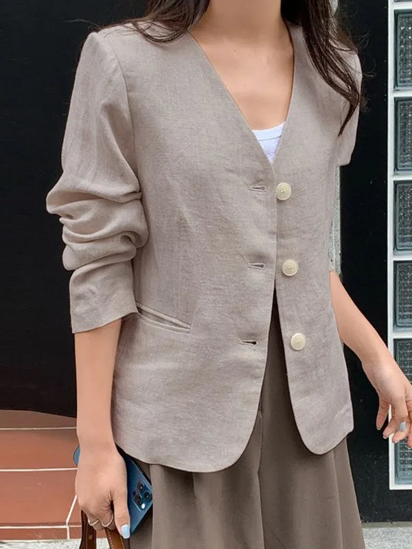 Elegant Coat Sexy V Neck Work Wear Blazers