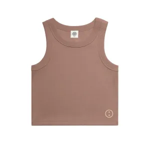 Essentials WMNS Embroidered Crop Rib Tank - Hazy Pink