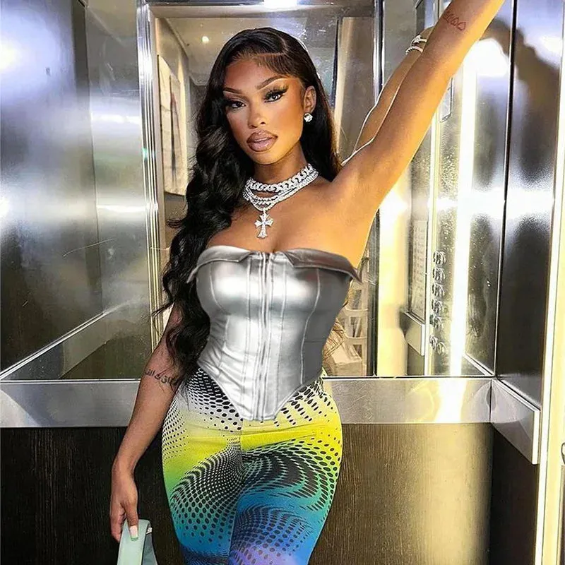 Fashion Bustier PU Corset Top Sexy Outfits Party Nightclub Tanks & Camis for Women