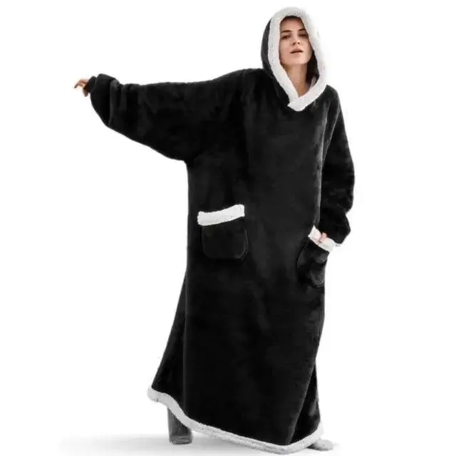 Fashion Winter Oversized Hoodies Sweatshirt Women Men Pullover Giant TV Blanket Hoodie Super Long Blanket With Sleeves  Super Long Flannel Blanket with Sleeves Winter Hoodie for Women Men Giant Fleece Pullover Oversized Hoodie