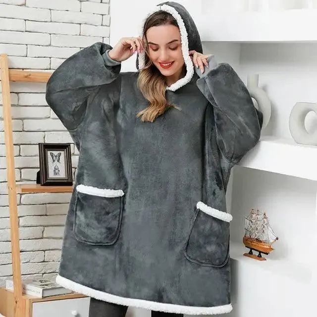 Fashion Winter Oversized Hoodies Sweatshirt Women Men Pullover Giant TV Blanket Hoodie Super Long Blanket With Sleeves  Super Long Flannel Blanket with Sleeves Winter Hoodie for Women Men Giant Fleece Pullover Oversized Hoodie