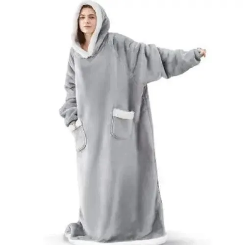 Fashion Winter Oversized Hoodies Sweatshirt Women Men Pullover Giant TV Blanket Hoodie Super Long Blanket With Sleeves  Super Long Flannel Blanket with Sleeves Winter Hoodie for Women Men Giant Fleece Pullover Oversized Hoodie