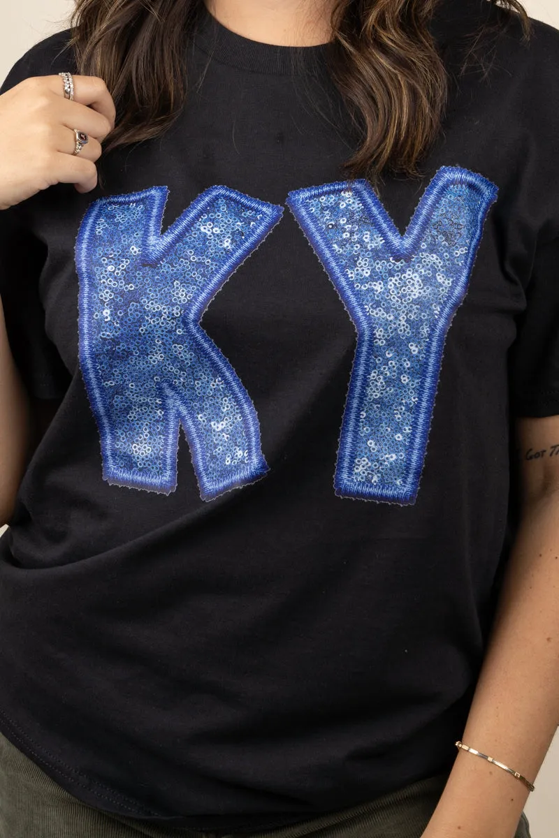 Faux Sequin KY Transfer Short Sleeve Relaxed Fit T-Shirt