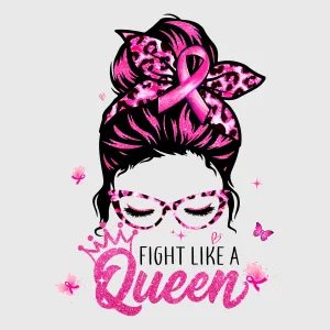 Fight Like A Queen Pink Ribbon Bandana Transfer