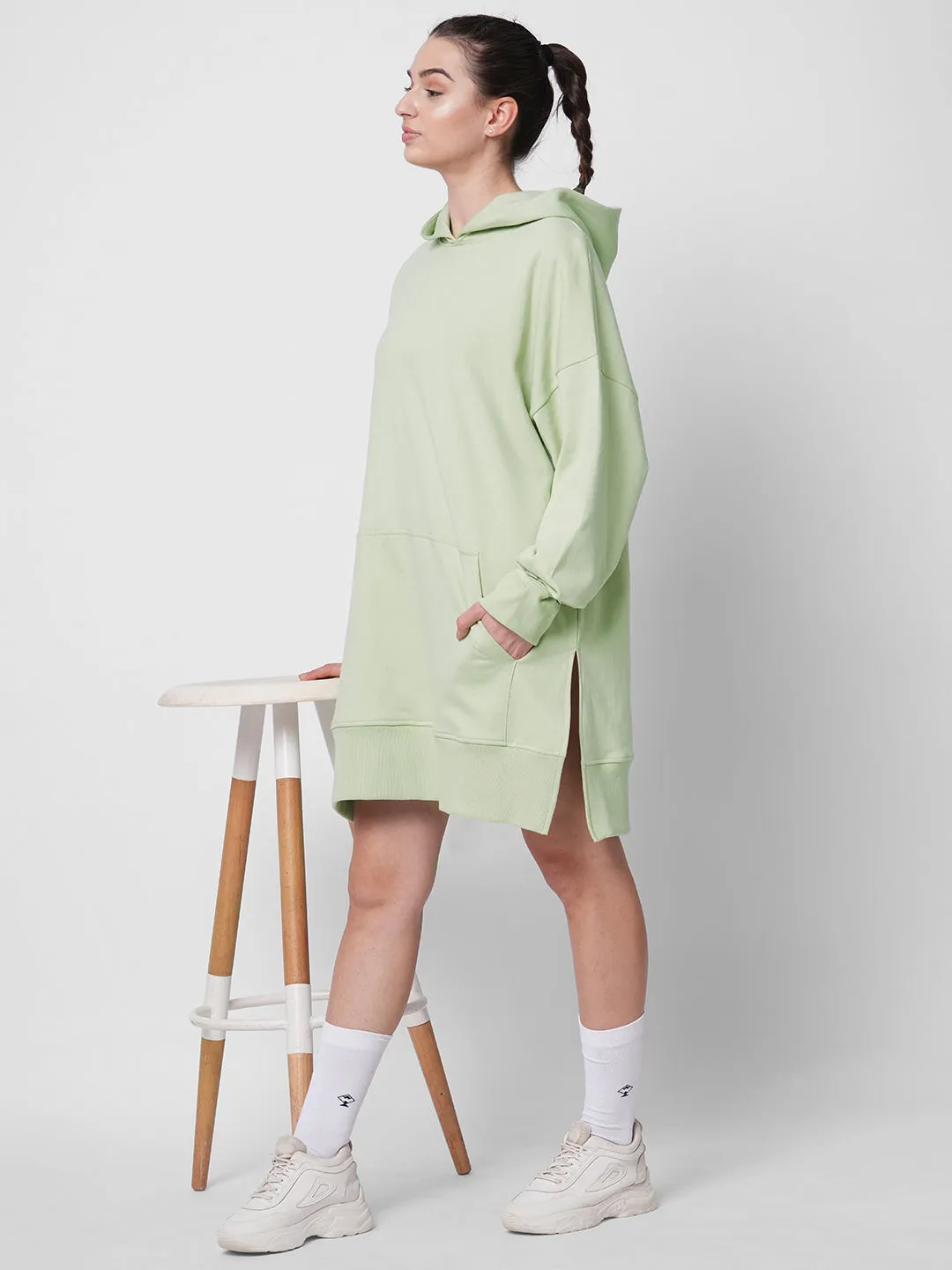 Fitkin women green oversize hooded dress
