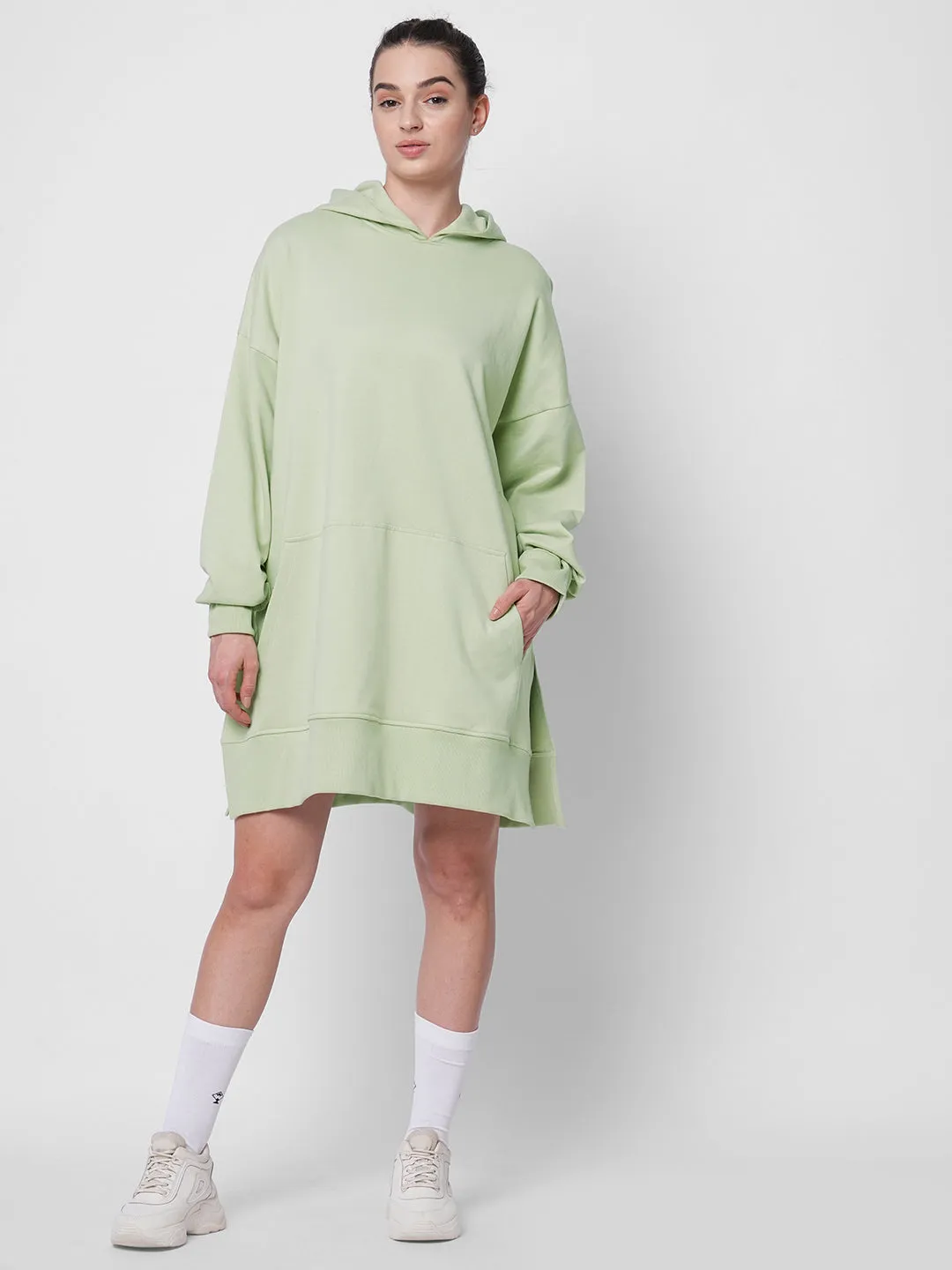 Fitkin women green oversize hooded dress
