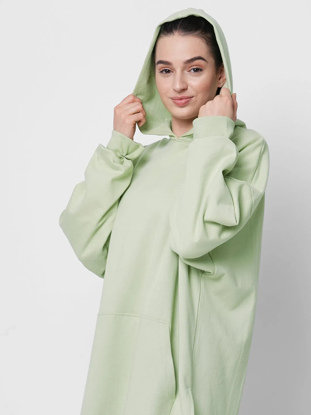 Fitkin women green oversize hooded dress