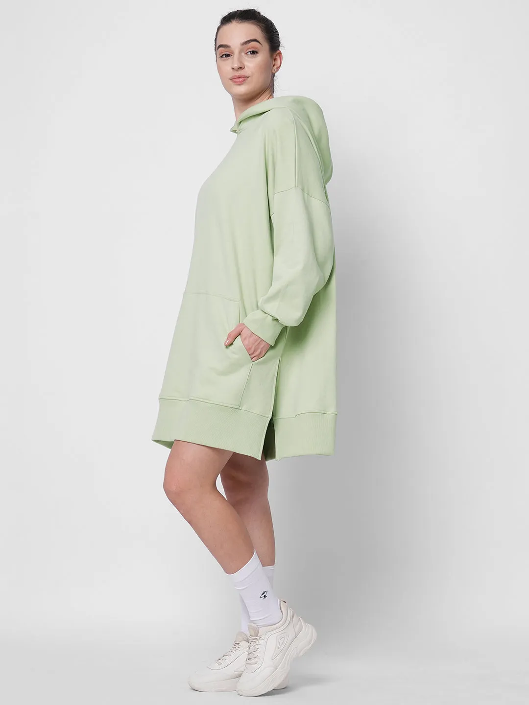 Fitkin women green oversize hooded dress
