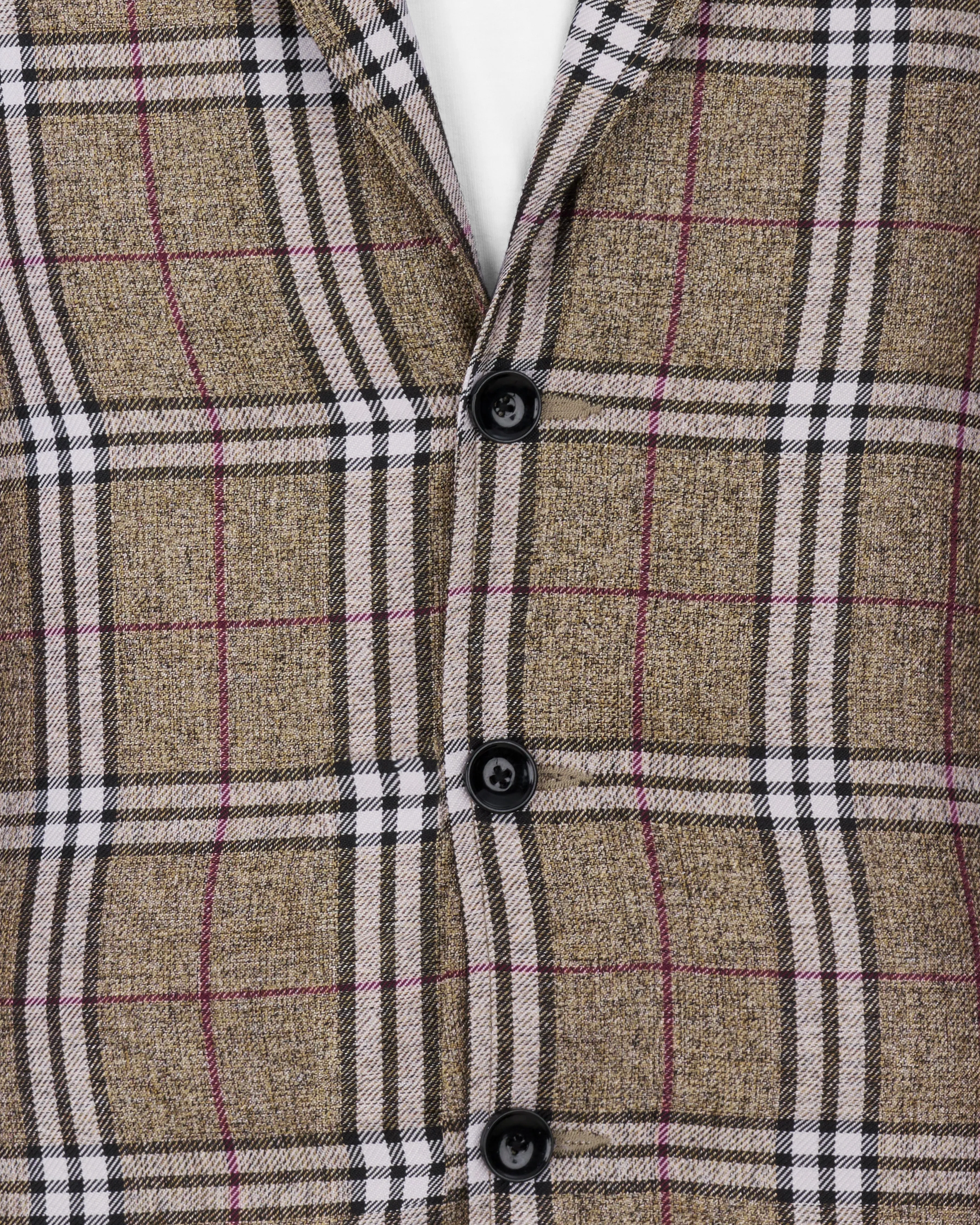 Flax Smoke Brown Plaid Designer Trench Coat