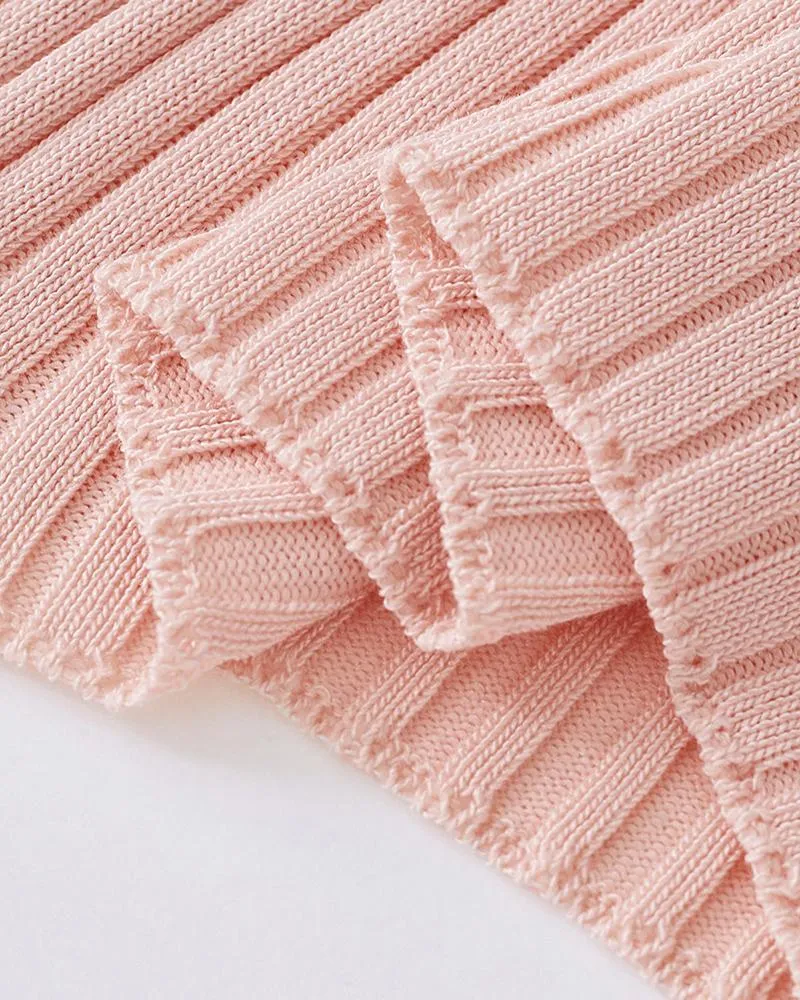 Floral Pattern Bandeau Casual Knit Top