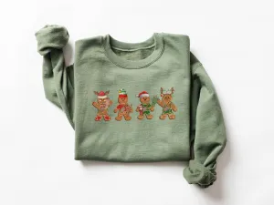 Four Gingerbread Men Christmas Sweatshirt