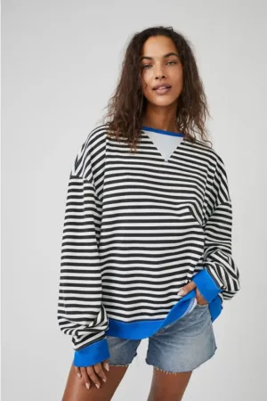 Free People: Classic Striped Oversized Crewneck