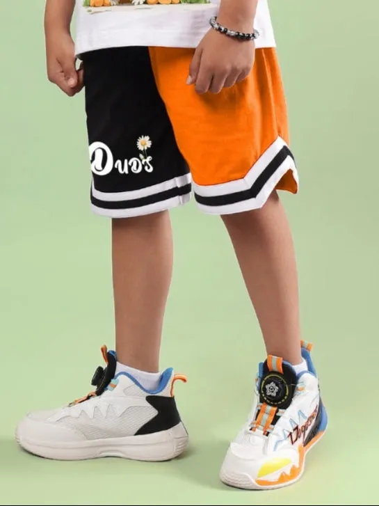 FRIENDSHIP BUCKET SHORTS FOR BOYS & GIRLS (BLACK-ORANGE)