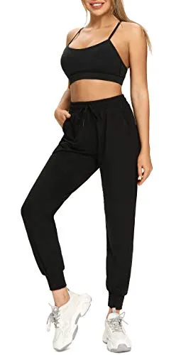 FULLSOFT Sweatpants for Women-Womens Joggers with Pockets Lounge Pants for Yoga Workout Running (Black,Medium)