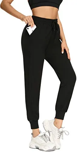 FULLSOFT Sweatpants for Women-Womens Joggers with Pockets Lounge Pants for Yoga Workout Running (Black,Medium)