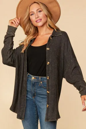 GARMENT DYE WASH PLACKET BUTTON DOWN JACKET