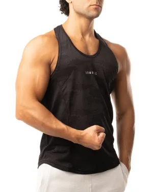 Graphite Black Print-work Men's Athletic Tanks by Dumbell Wear