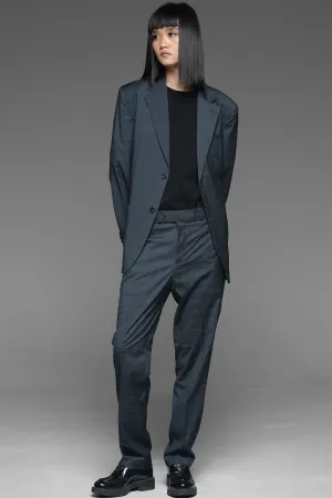 Gray Blue Checkered Suit Set