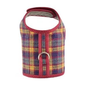 Grey & Red Plaid Brushed Cotton Dog Vest Harness
