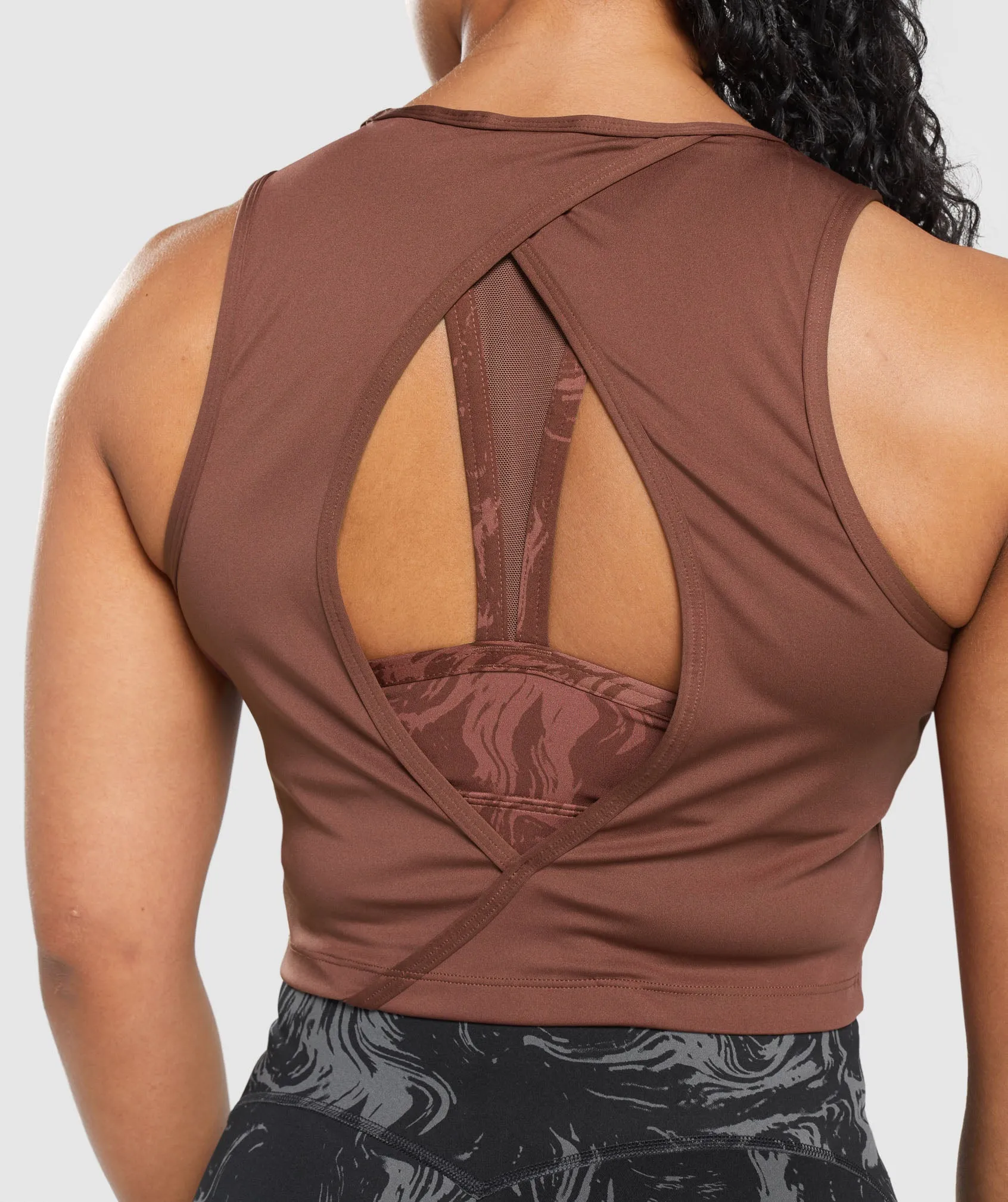 GS Power Open Back Cropped Tank - Cherry Brown