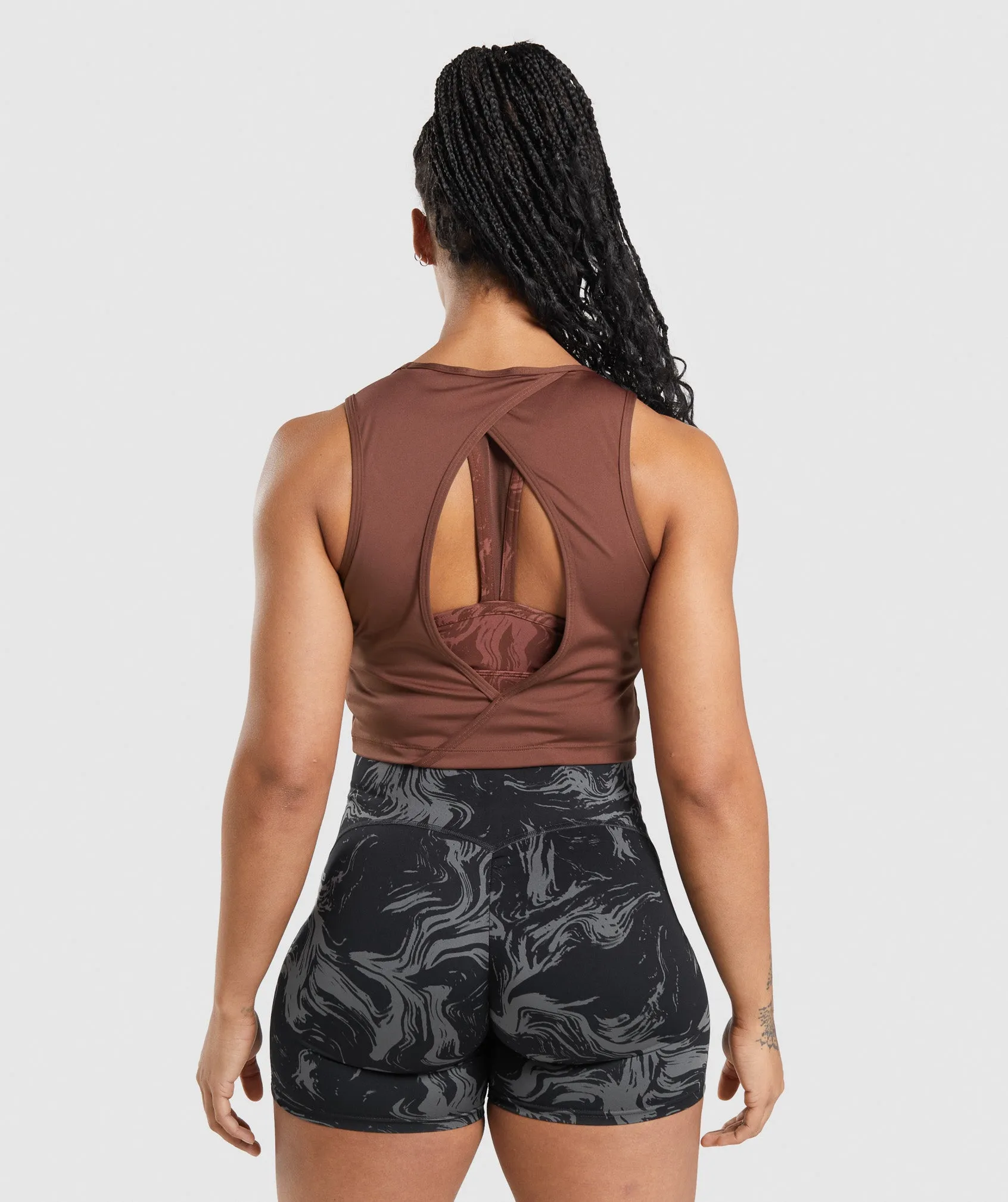 GS Power Open Back Cropped Tank - Cherry Brown