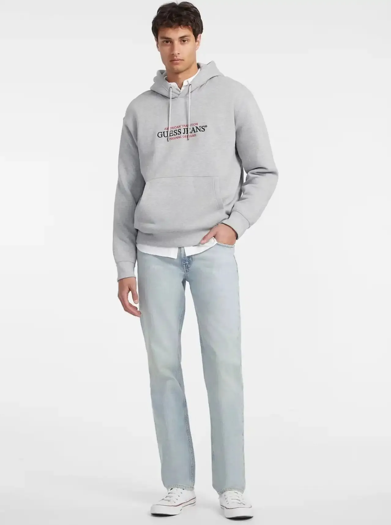 Guess Mens GJ American Tradition Hoodie Medium Grey Heather