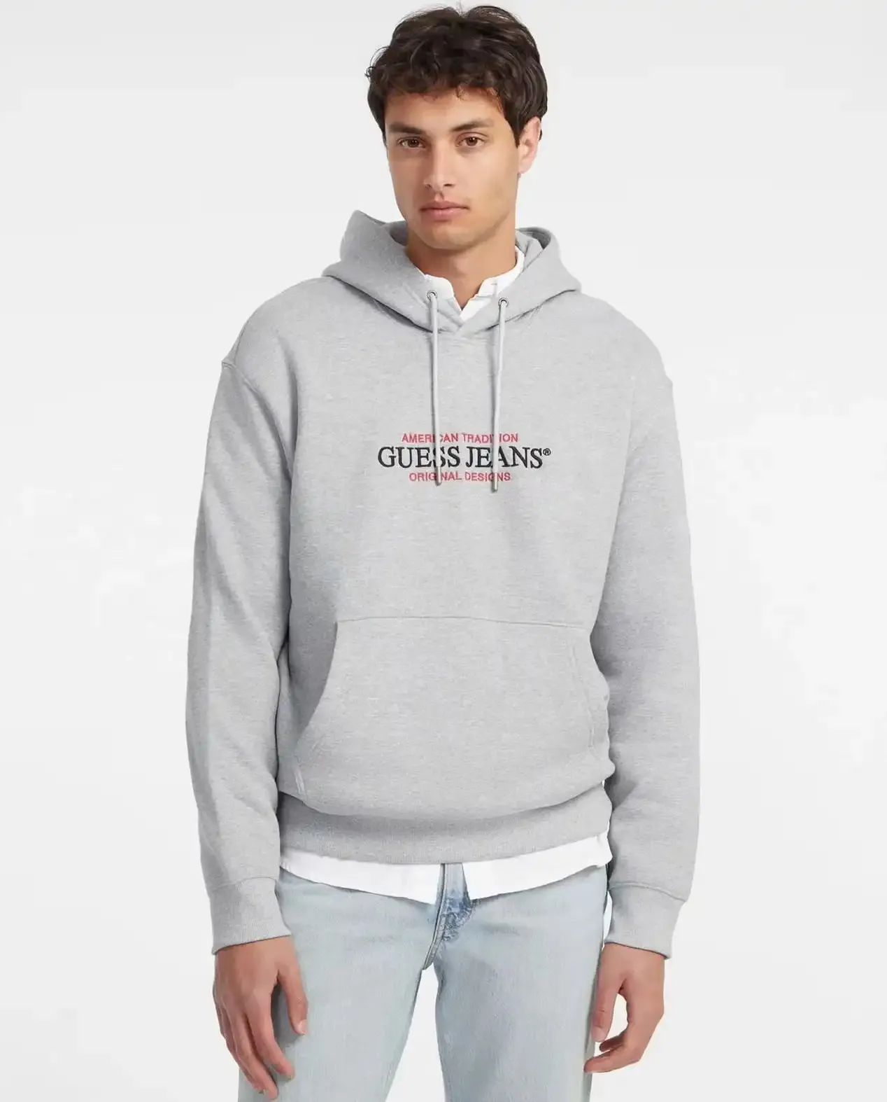 Guess Mens GJ American Tradition Hoodie Medium Grey Heather
