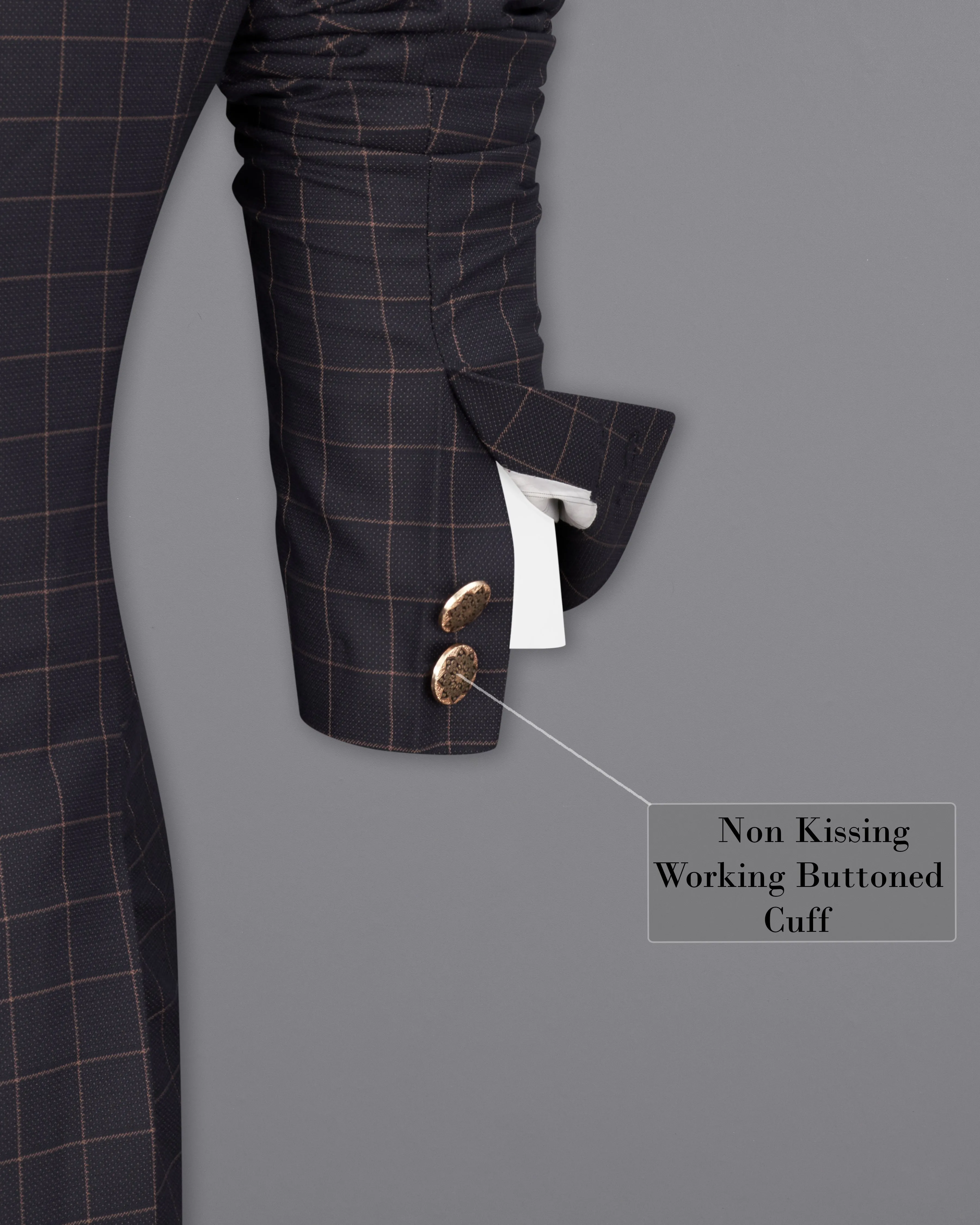 Haiti Navy Blue Checkered Bandhgala Blazer