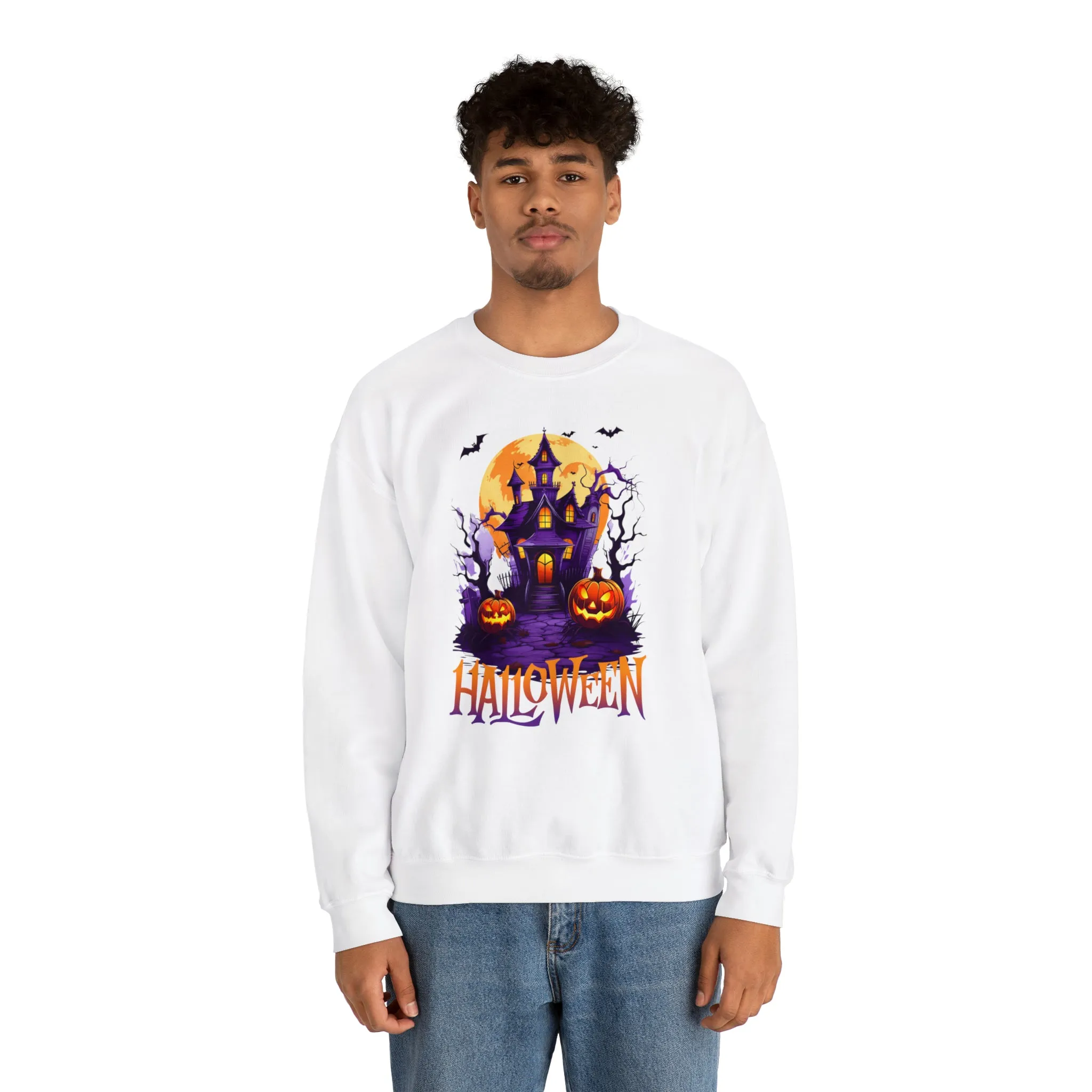 Halloween Haunted House Sweatshirt, Scary Halloween Sweatshirt, Funny Creepy Sweatshirt, Party Shirt, Unisex Heavy Blend Shirt