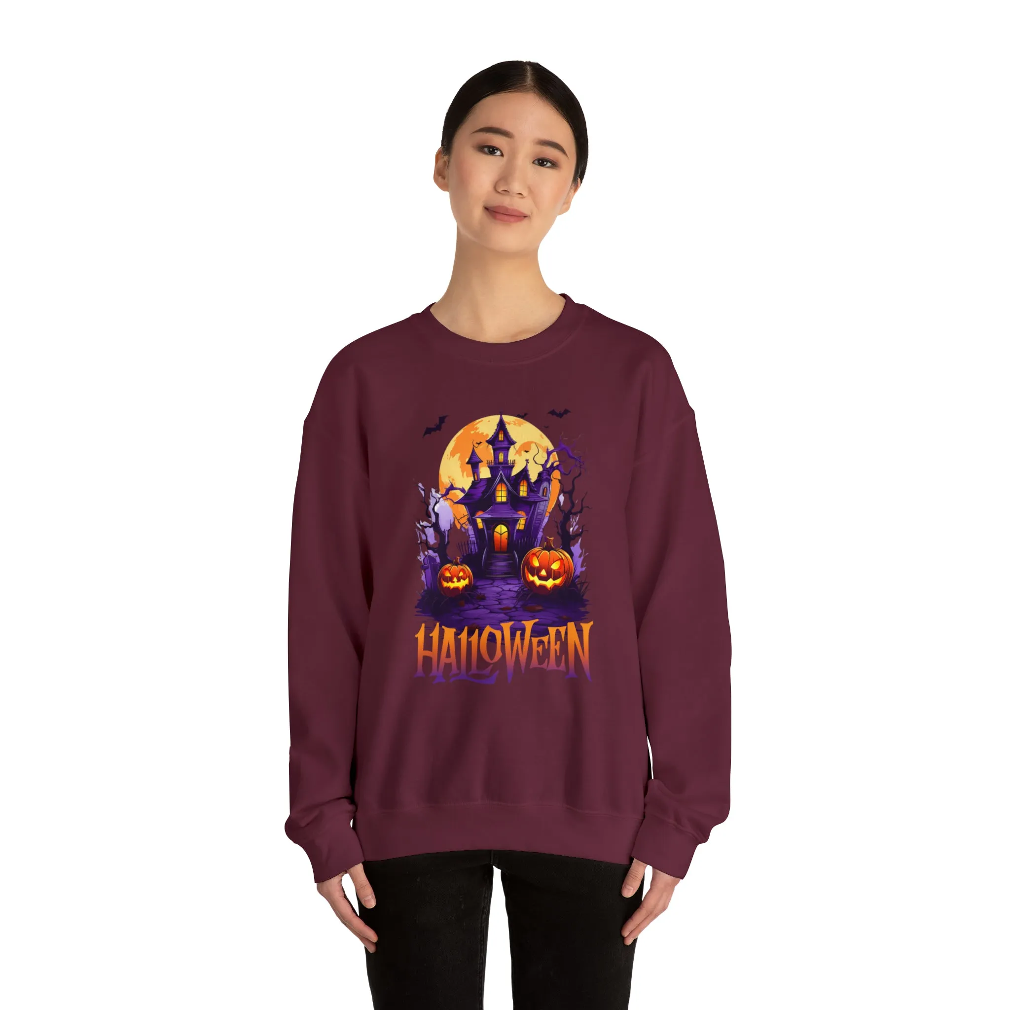 Halloween Haunted House Sweatshirt, Scary Halloween Sweatshirt, Funny Creepy Sweatshirt, Party Shirt, Unisex Heavy Blend Shirt
