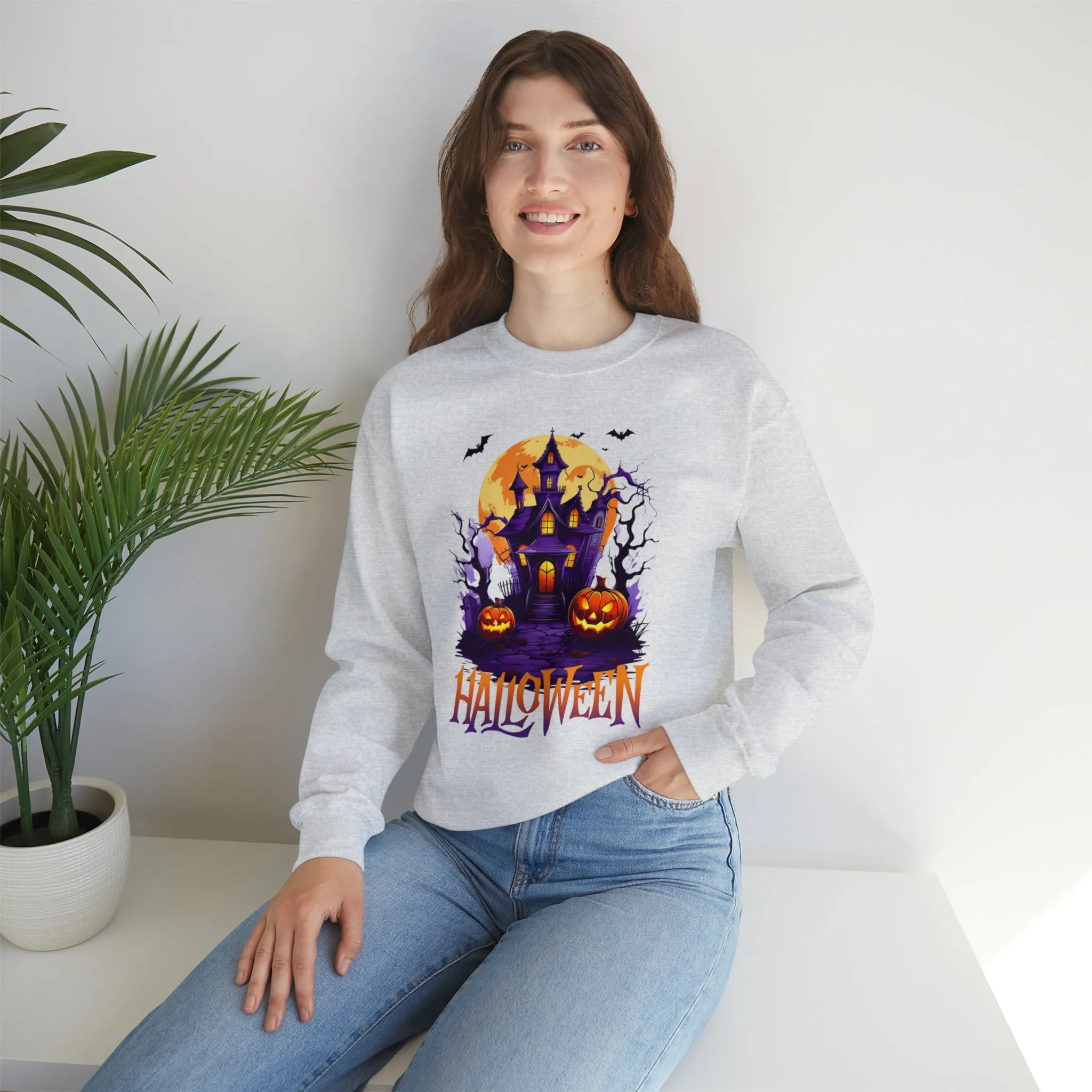 Halloween Haunted House Sweatshirt, Scary Halloween Sweatshirt, Funny Creepy Sweatshirt, Party Shirt, Unisex Heavy Blend Shirt